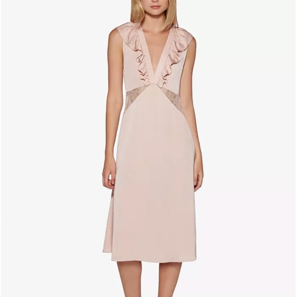 NWOT Avec Les Filles Silk Dress with Lace Cutouts - Sz S